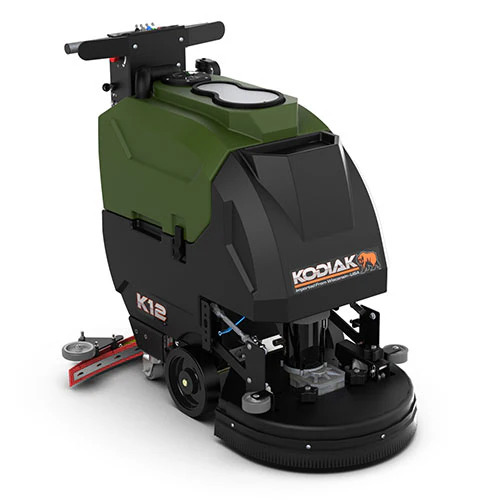 Kodiak K-12 floor scrubber for sale or rental, heavy-duty commercial cleaning machine for warehouses, factories, and industrial facilities